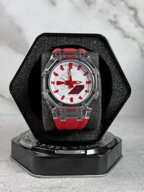 G-Shock Red Strap Clear Case White Dial Analog-Digital Watch